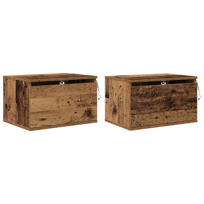 Wandmontiertes Nachttischchen 2 pcs Altholz Holzwerkstoff