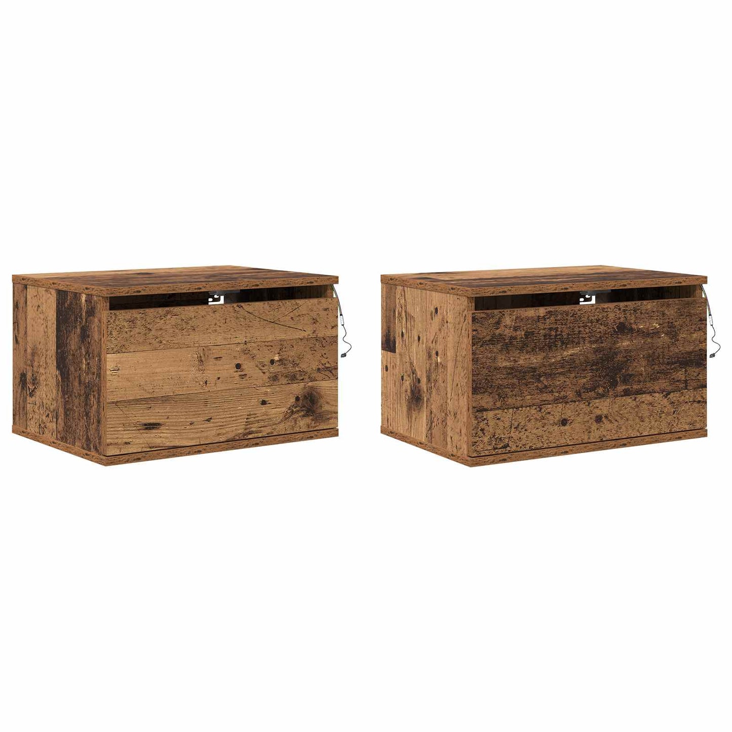 vidaXL Wandmontiertes Nachttischchen 2 pcs Altholz Holzwerkstoff