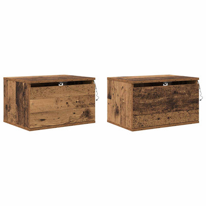 vidaXL Wandmontiertes Nachttischchen 2 pcs Altholz Holzwerkstoff