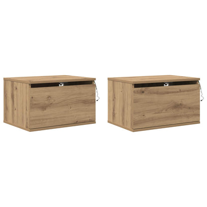 vidaXL Wandmontiertes Nachttischchen 2 pcs Artisan-Eiche Holzwerkstoff