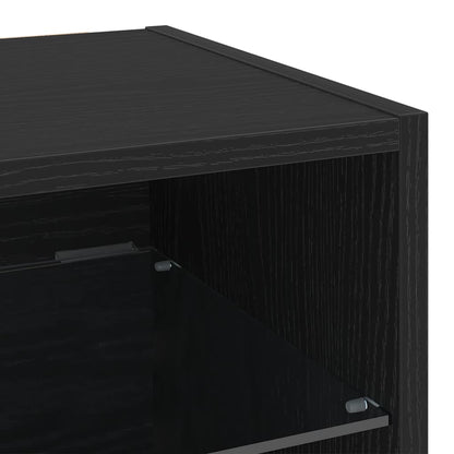 vidaXL LED Wand Nachttischschrank mit Schwarz Holzwerkstoff