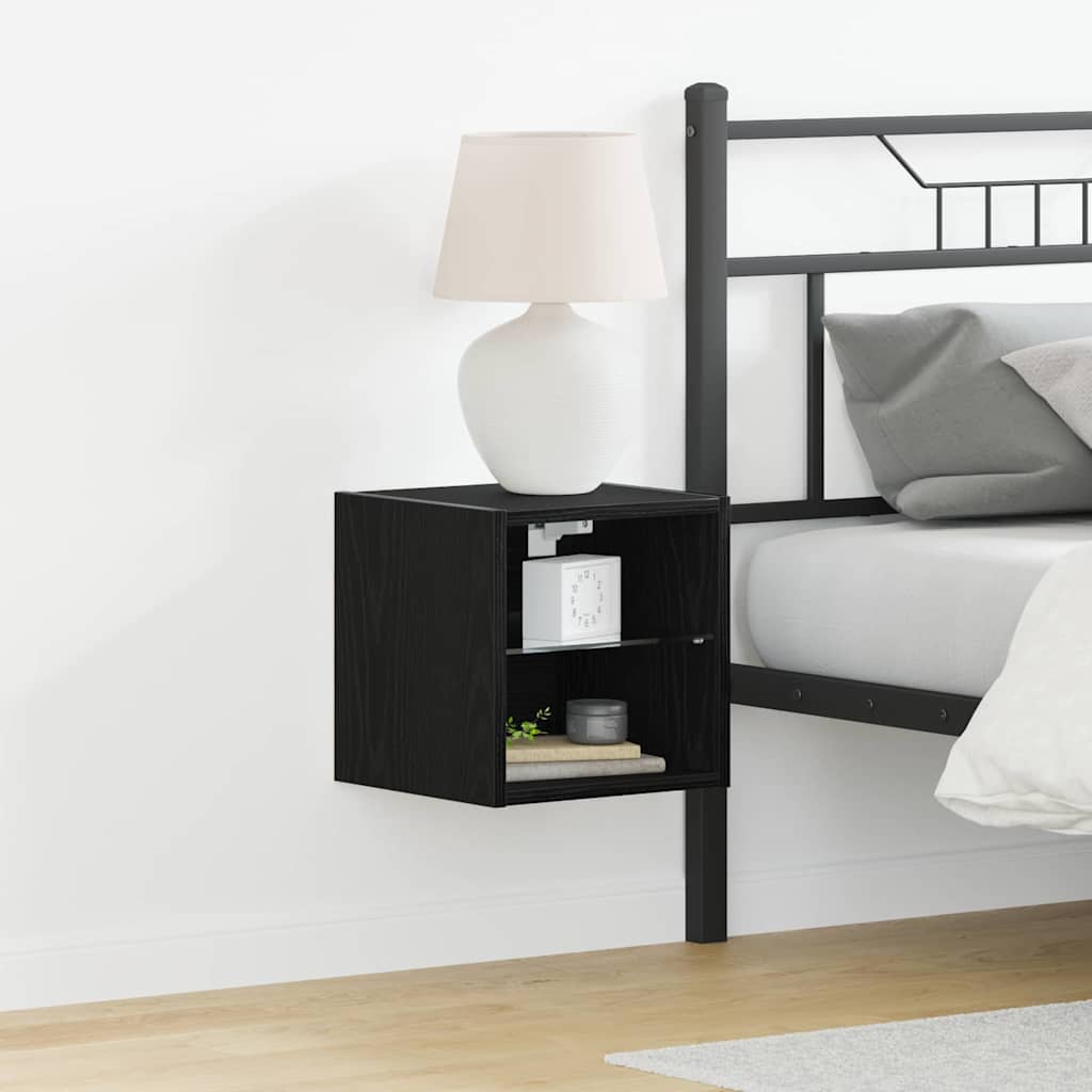 vidaXL LED Wand Nachttischschrank mit Schwarz Holzwerkstoff