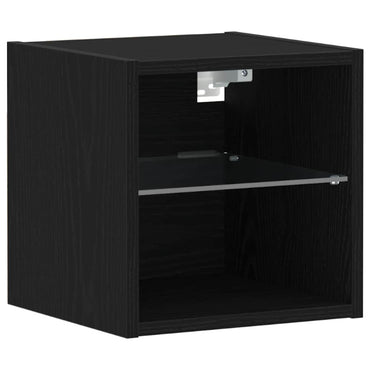 vidaXL LED Wand Nachttischschrank mit Schwarz Holzwerkstoff