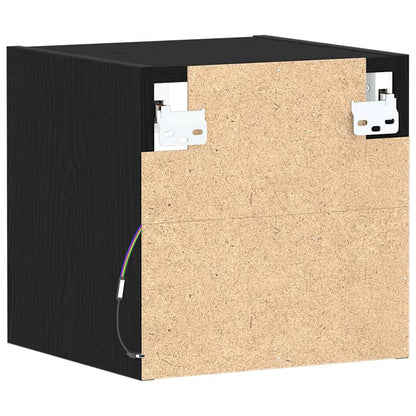vidaXL LED Wand Nachttischschrank mit Schwarz Holzwerkstoff