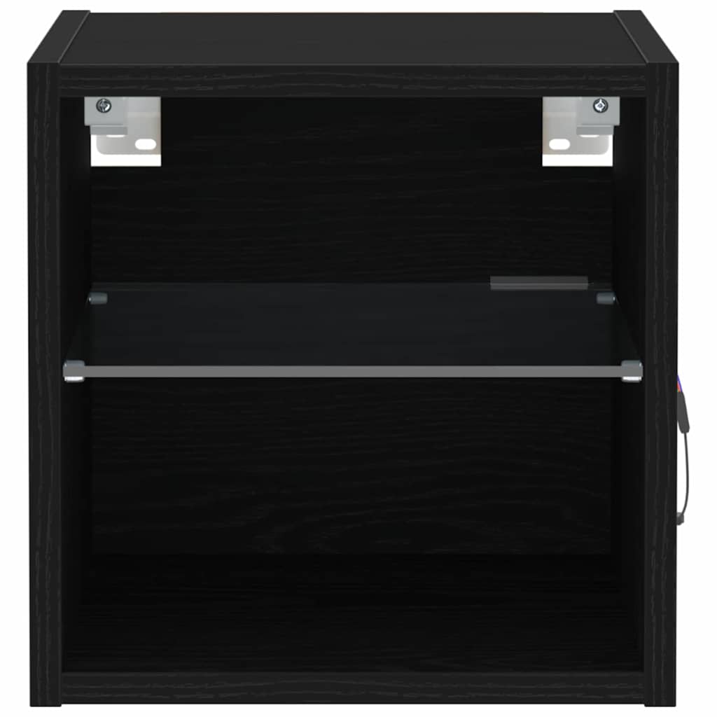 vidaXL LED Wand Nachttischschrank mit Schwarz Holzwerkstoff