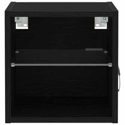 vidaXL LED Wand Nachttischschrank mit Schwarz Holzwerkstoff