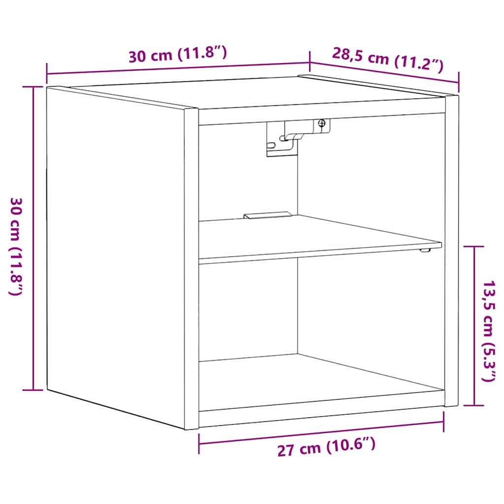 vidaXL LED Wand Nachttischschrank mit Schwarz Holzwerkstoff