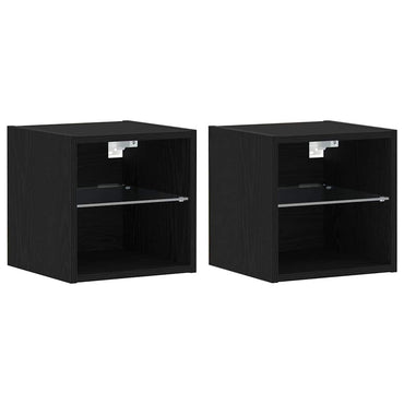 vidaXL LED Wand Nachttischschrank mit Schwarz Holzwerkstoff