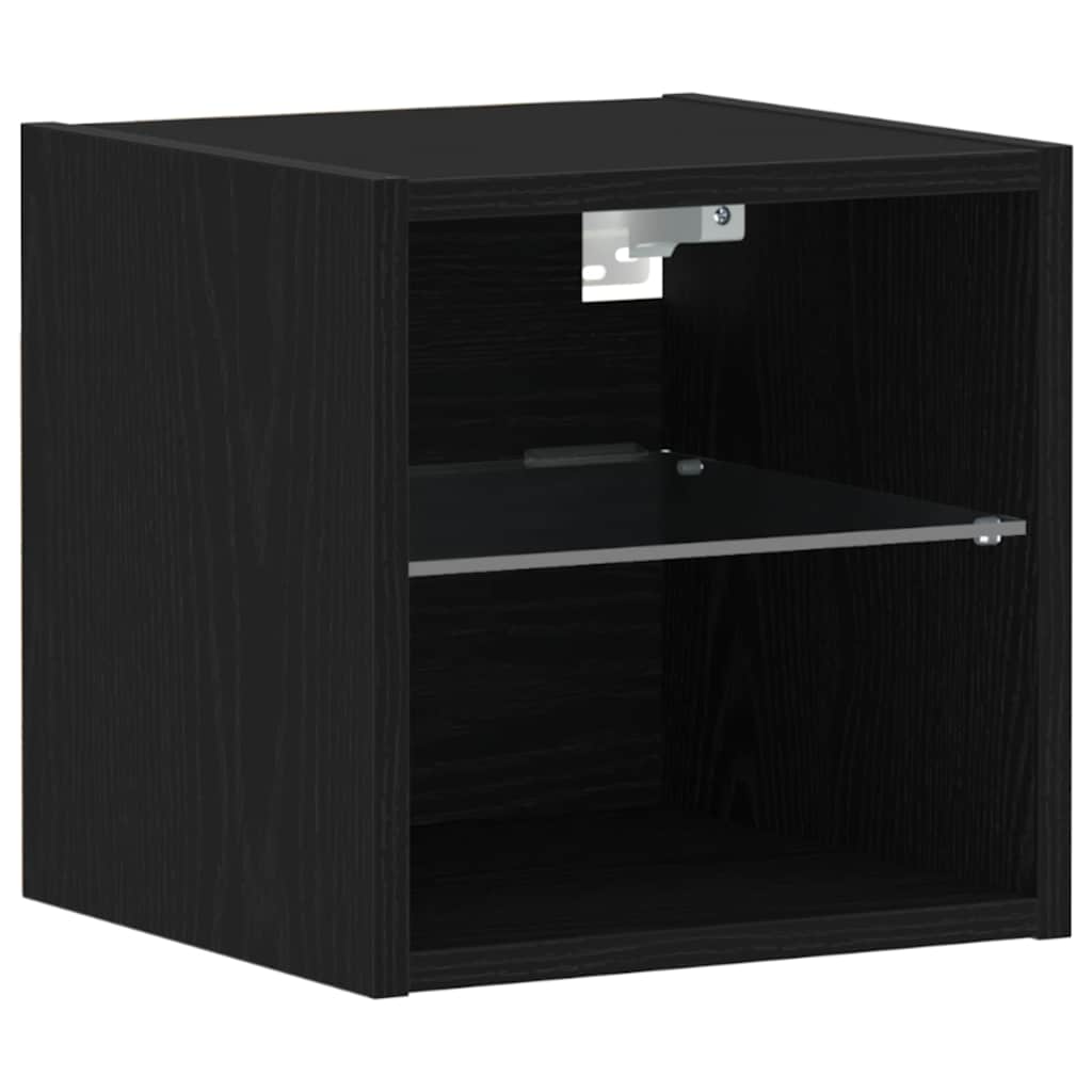 LED Wand Nachttischschrank mit Schwarz Holzwerkstoff