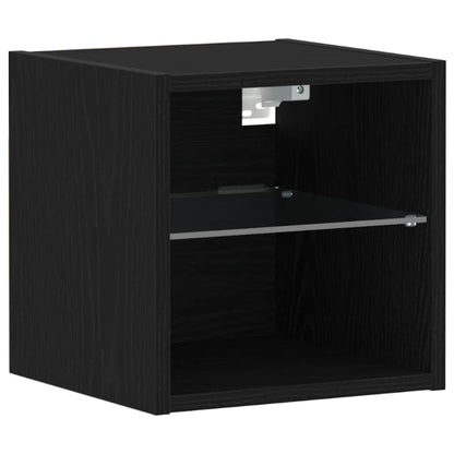 LED Wand Nachttischschrank mit Schwarz Holzwerkstoff