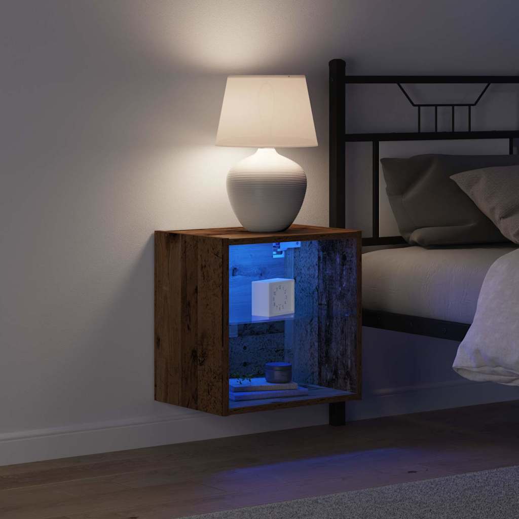 vidaXL Schwimmendes Regal mit LED-Licht 2 pcs Braun 40 x 28,5 x 40 cm
