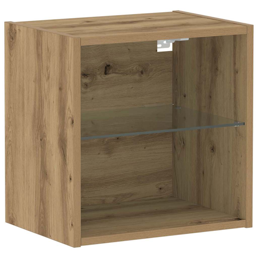 vidaXL Schwimmendes Regal mit LED-Licht Braun 40 x 28,5 x 40 cm