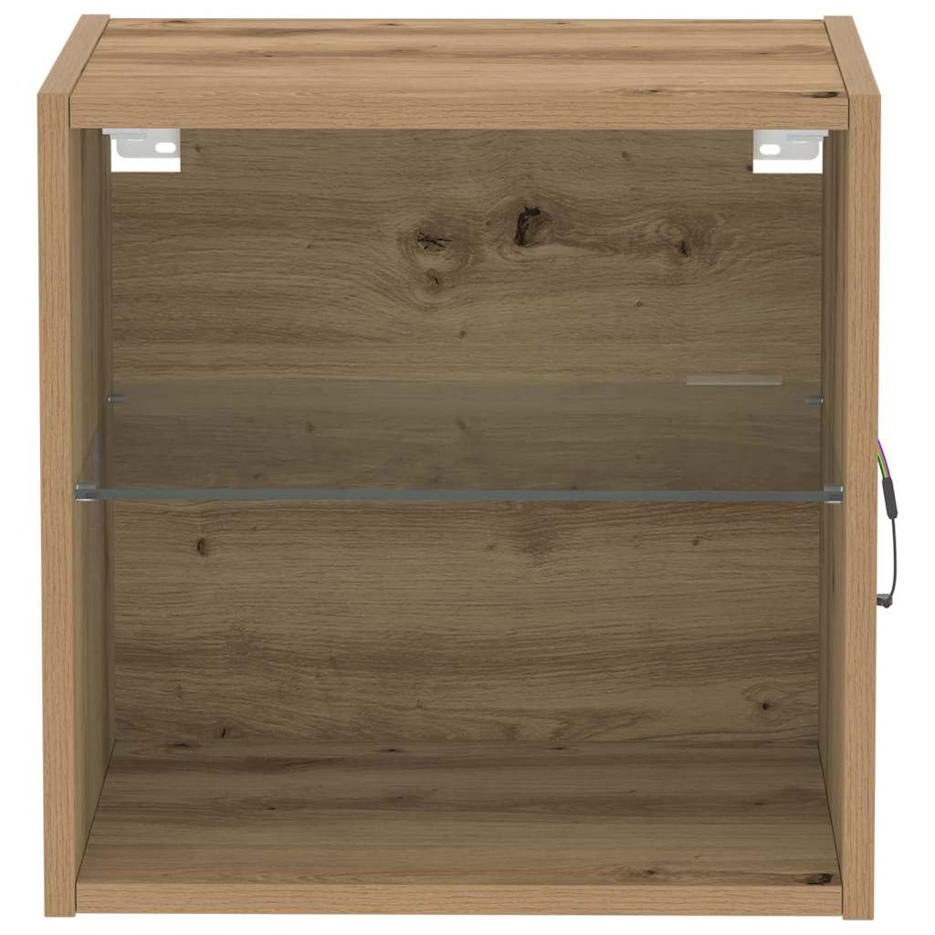 vidaXL Schwimmendes Regal mit LED-Licht Braun 40 x 28,5 x 40 cm