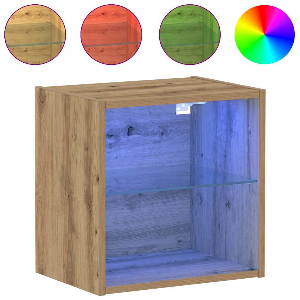 vidaXL Schwimmendes Regal mit LED-Licht Braun 40 x 28,5 x 40 cm