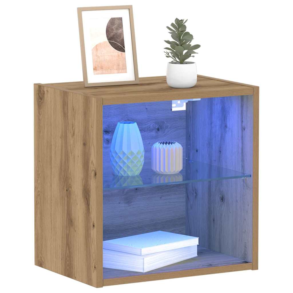 Schwimmendes Regal mit LED-Licht 2 pcs Braun 40 x 28,5 x 40 cm
