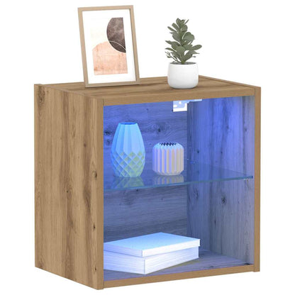 Schwimmendes Regal mit LED-Licht 2 pcs Braun 40 x 28,5 x 40 cm
