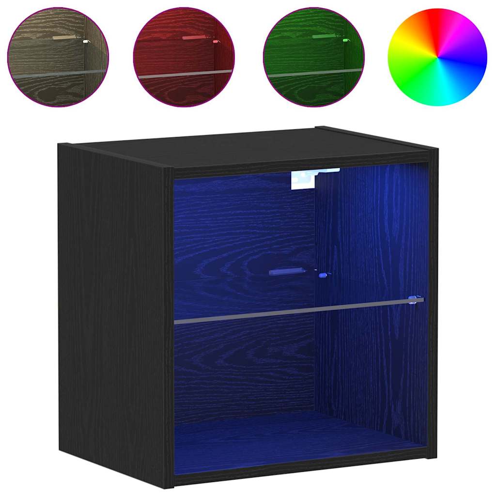 Schwimmendes Regal mit LED-Licht Schwarz 40 x 28,5 x 40 cm