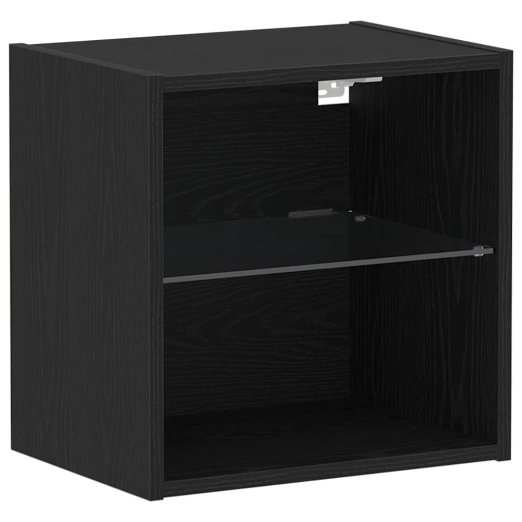 vidaXL Schwimmendes Regal mit LED-Licht 2 pcs Schwarz Holzwerkstoff