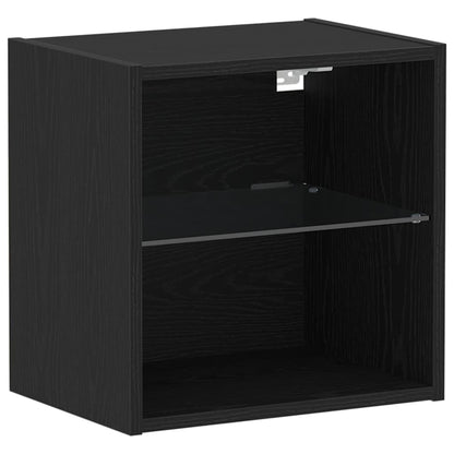 vidaXL Schwimmendes Regal mit LED-Licht 2 pcs Schwarz Holzwerkstoff