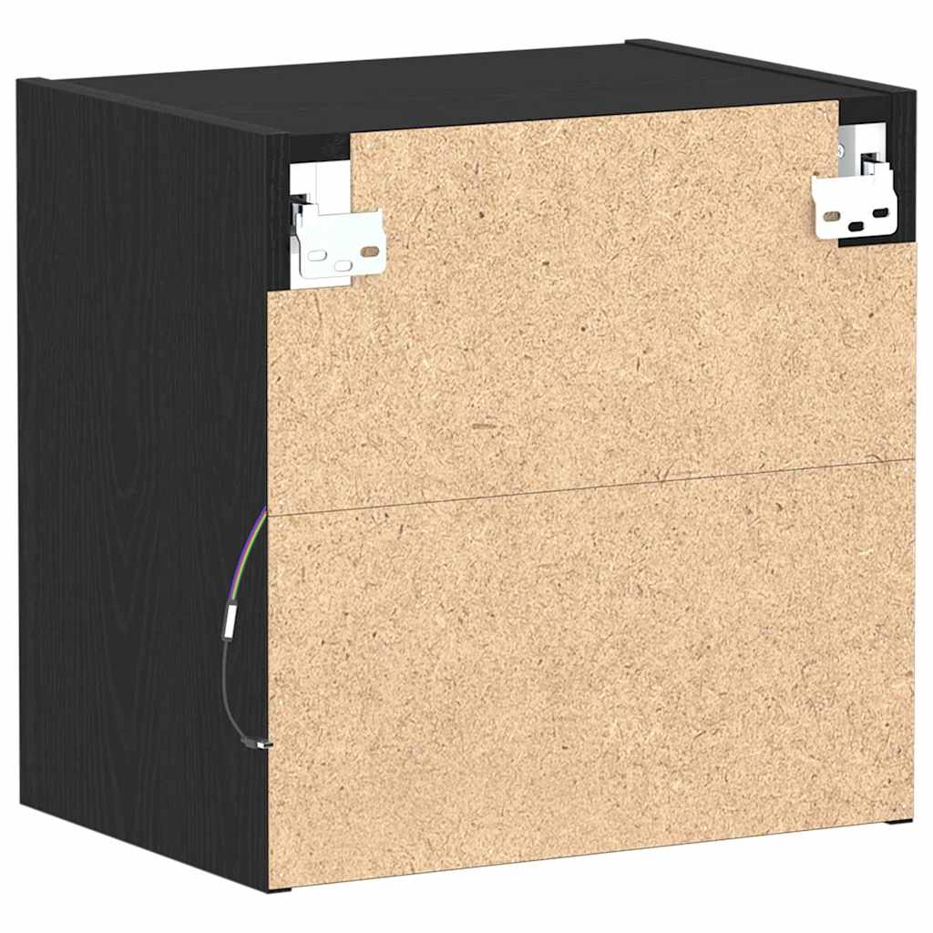 vidaXL Schwimmendes Regal mit LED-Licht 2 pcs Schwarz Holzwerkstoff