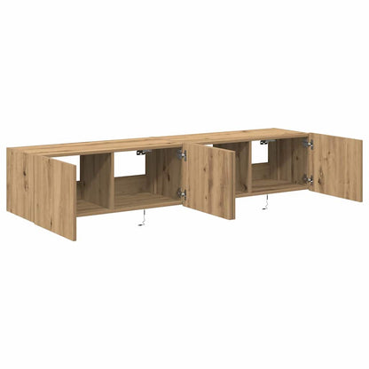 TV-Wandschrank Wandmontiert 2 pcs Artisan-Eiche 80 x 35 x 31 cm