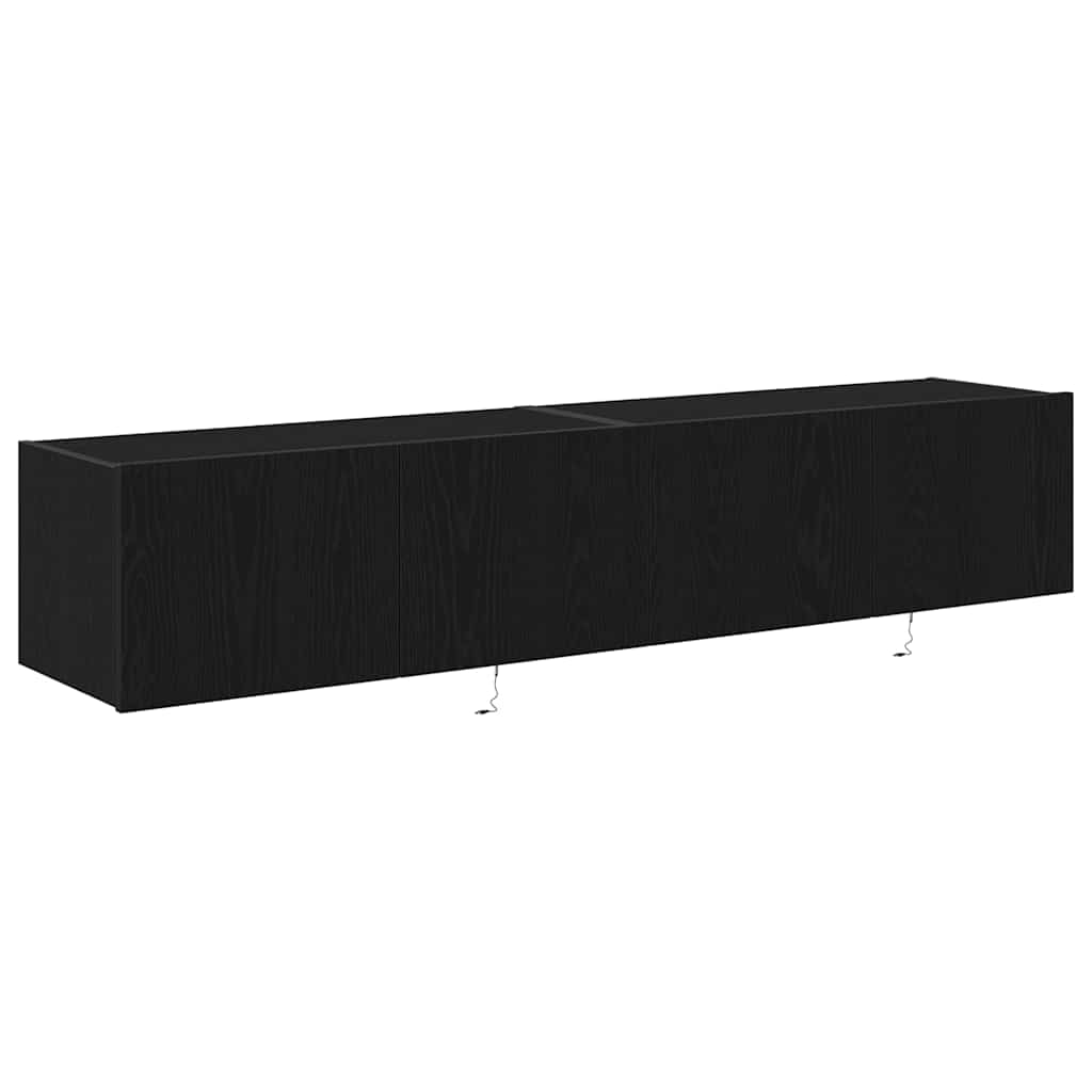 TV-Wandschrank 2 pcs Schwarz Eichen-Optik 80 x 35 x 31 cm