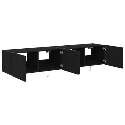 TV-Wandschrank 2 pcs Schwarz Eichen-Optik 80 x 35 x 31 cm