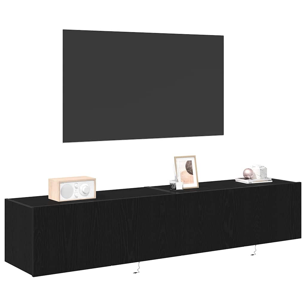 TV-Wandschrank 2 pcs Schwarz Eichen-Optik 80 x 35 x 31 cm
