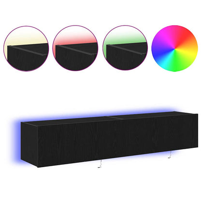 TV-Wandschrank 2 pcs Schwarz Eichen-Optik 80 x 35 x 31 cm