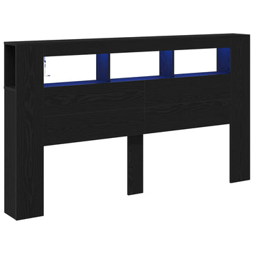 vidaXL LED Kopfteil Schwarz Eichen-Optik 180 x 18,5 x 103,5 cm