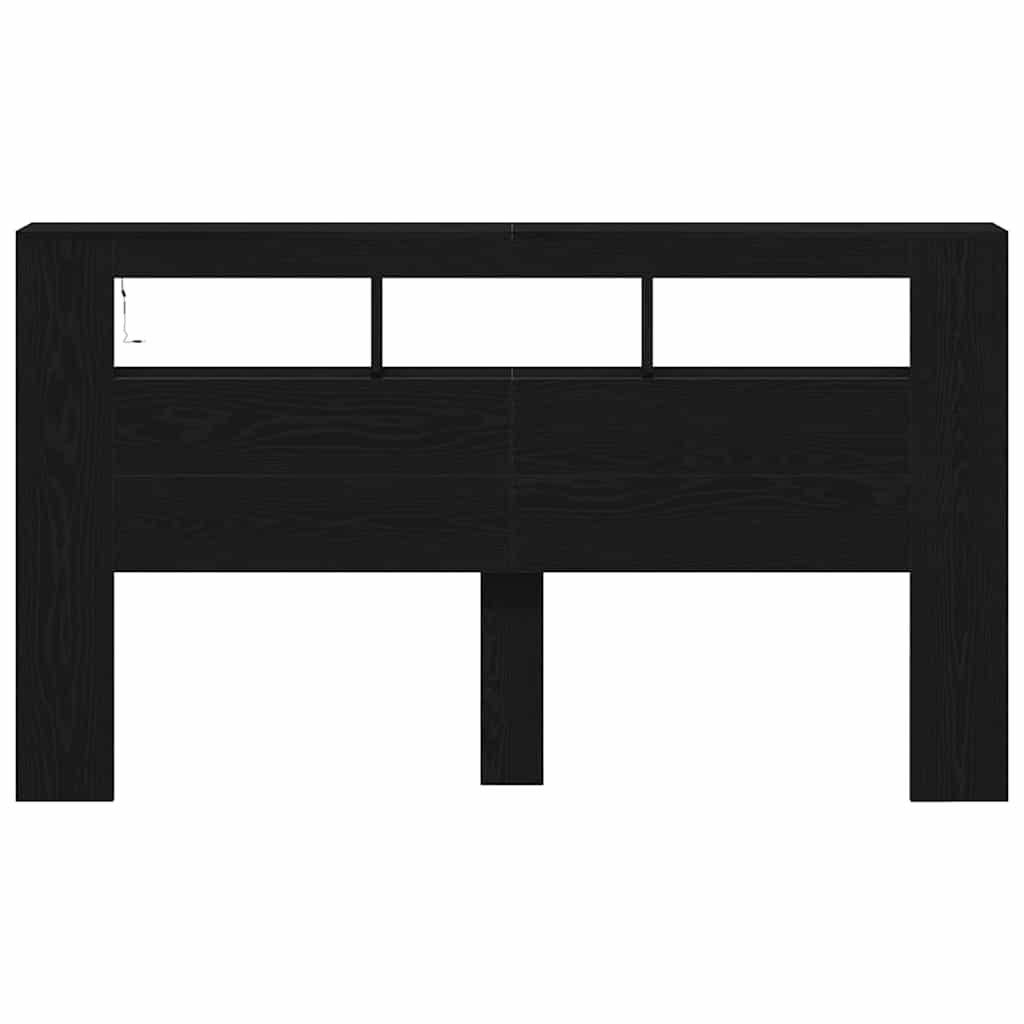 LED Kopfteil Schwarz Eichen-Optik 180 x 18,5 x 103,5 cm