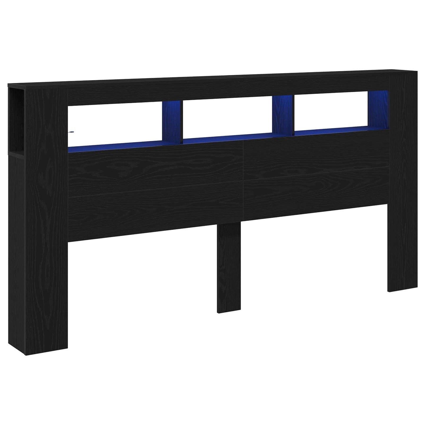 vidaXL LED Kopfteil Schwarz Eichen-Optik 200 x 18,5 x 103,5 cm