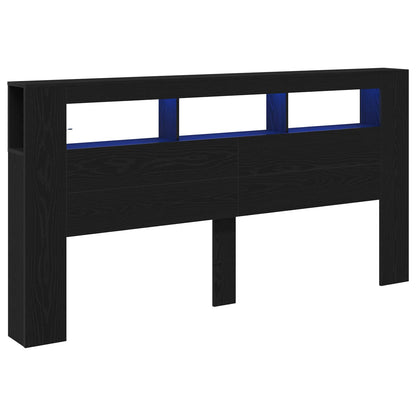 vidaXL LED Kopfteil Schwarz Eichen-Optik 200 x 18,5 x 103,5 cm