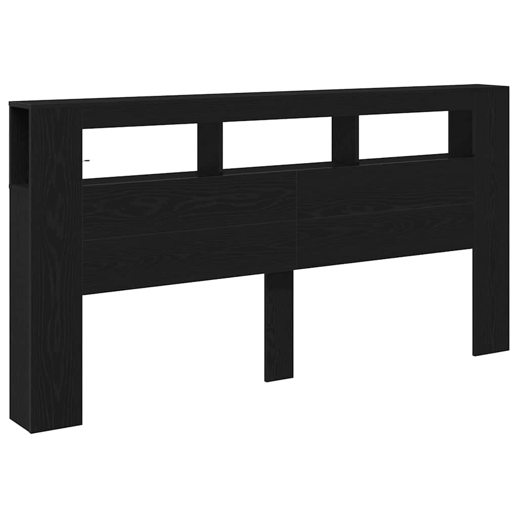 vidaXL LED Kopfteil Schwarz Eichen-Optik 200 x 18,5 x 103,5 cm