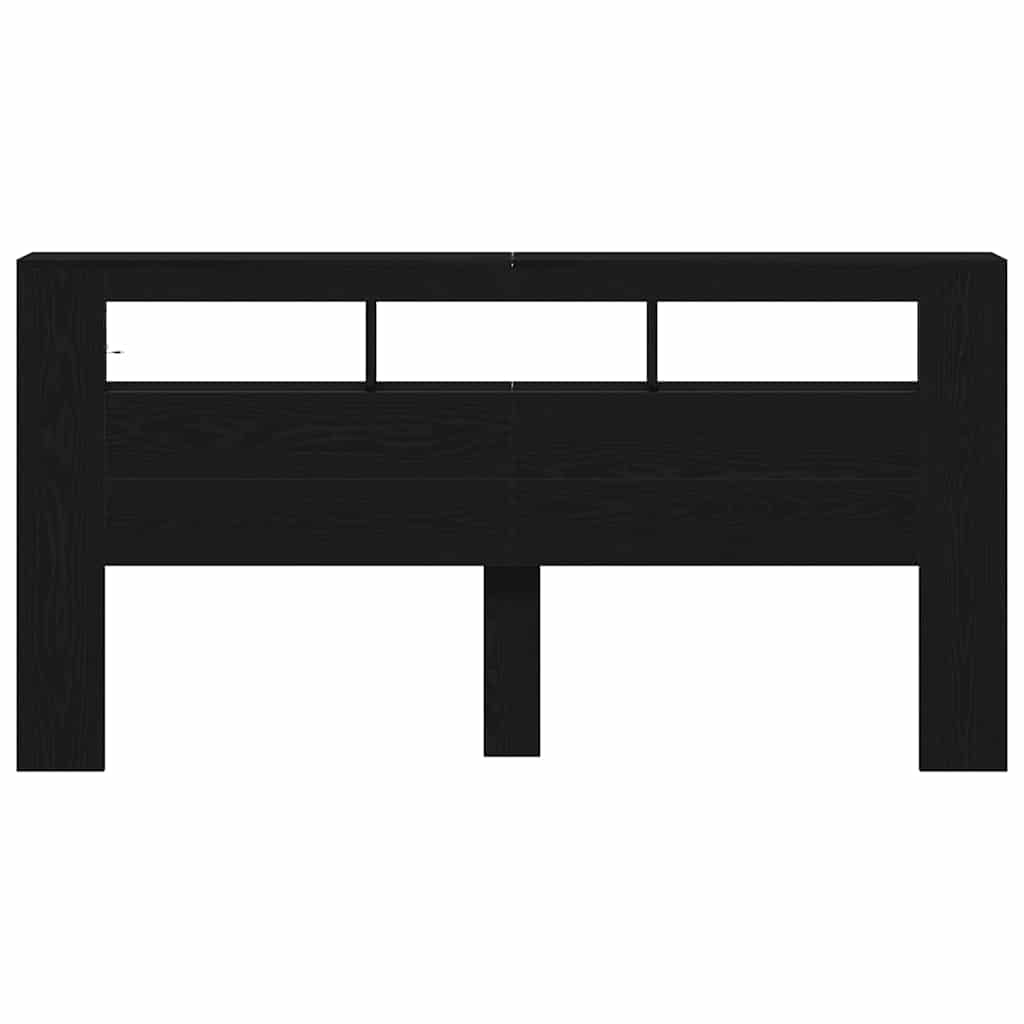 vidaXL LED Kopfteil Schwarz Eichen-Optik 200 x 18,5 x 103,5 cm