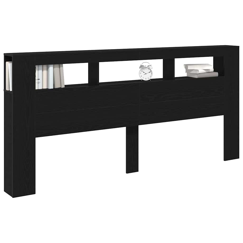 vidaXL LED Kopfteil Schwarz Eichen-Optik 220 x 18,5 x 103,5 cm