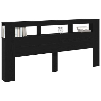 vidaXL LED Kopfteil Schwarz Eichen-Optik 220 x 18,5 x 103,5 cm