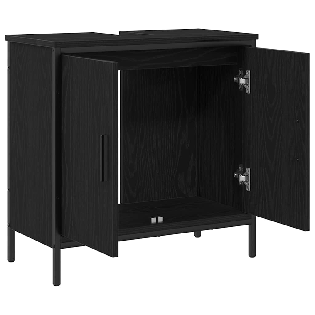 Waschbeckenschrank mit Tür Schwarz Eichen-Optik 60 x 30 x 60 cm