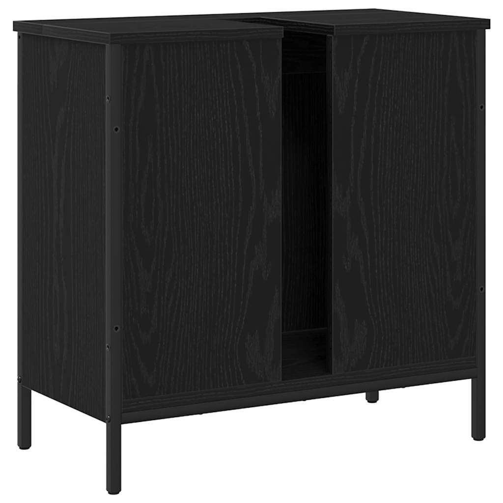 Waschbeckenschrank mit Tür Schwarz Eichen-Optik 60 x 30 x 60 cm