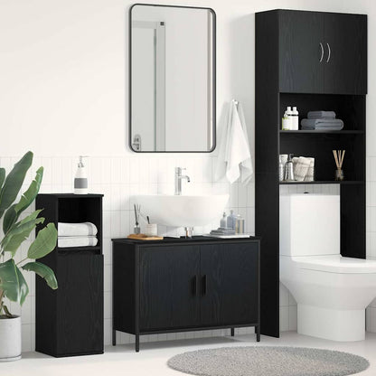 vidaXL Waschbeckenschrank mit Tür Schwarz Eichen-Optik 80 x 30 x 60 cm