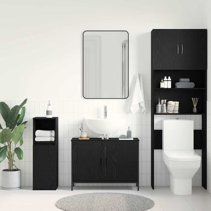 vidaXL Waschbeckenschrank mit Tür Schwarz Eichen-Optik 80 x 30 x 60 cm