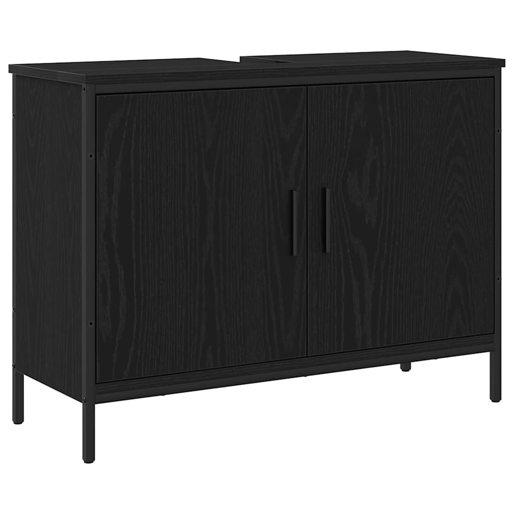 vidaXL Waschbeckenschrank mit Tür Schwarz Eichen-Optik 80 x 30 x 60 cm