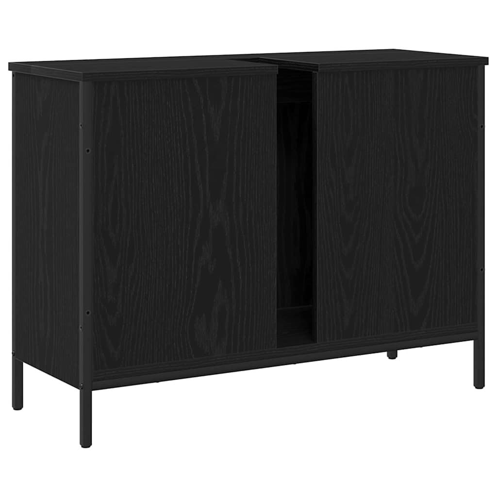 vidaXL Waschbeckenschrank mit Tür Schwarz Eichen-Optik 80 x 30 x 60 cm