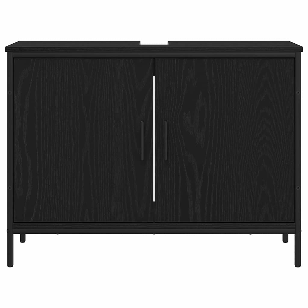 vidaXL Waschbeckenschrank mit Tür Schwarz Eichen-Optik 80 x 30 x 60 cm