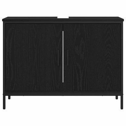 vidaXL Waschbeckenschrank mit Tür Schwarz Eichen-Optik 80 x 30 x 60 cm