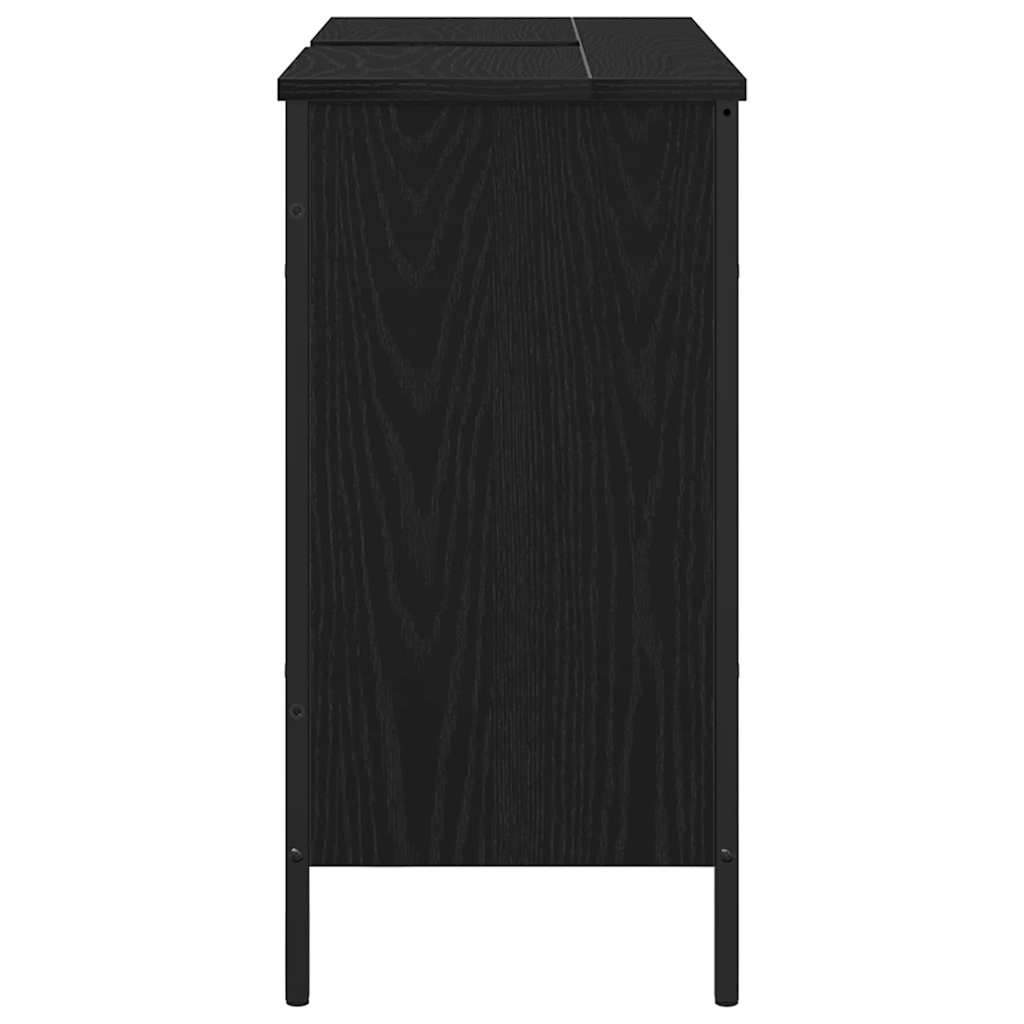 vidaXL Waschbeckenschrank mit Tür Schwarz Eichen-Optik 80 x 30 x 60 cm