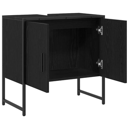 Waschbeckenschrank mit Tür Schwarz Eichen-Optik 60 x 30 x 60 cm