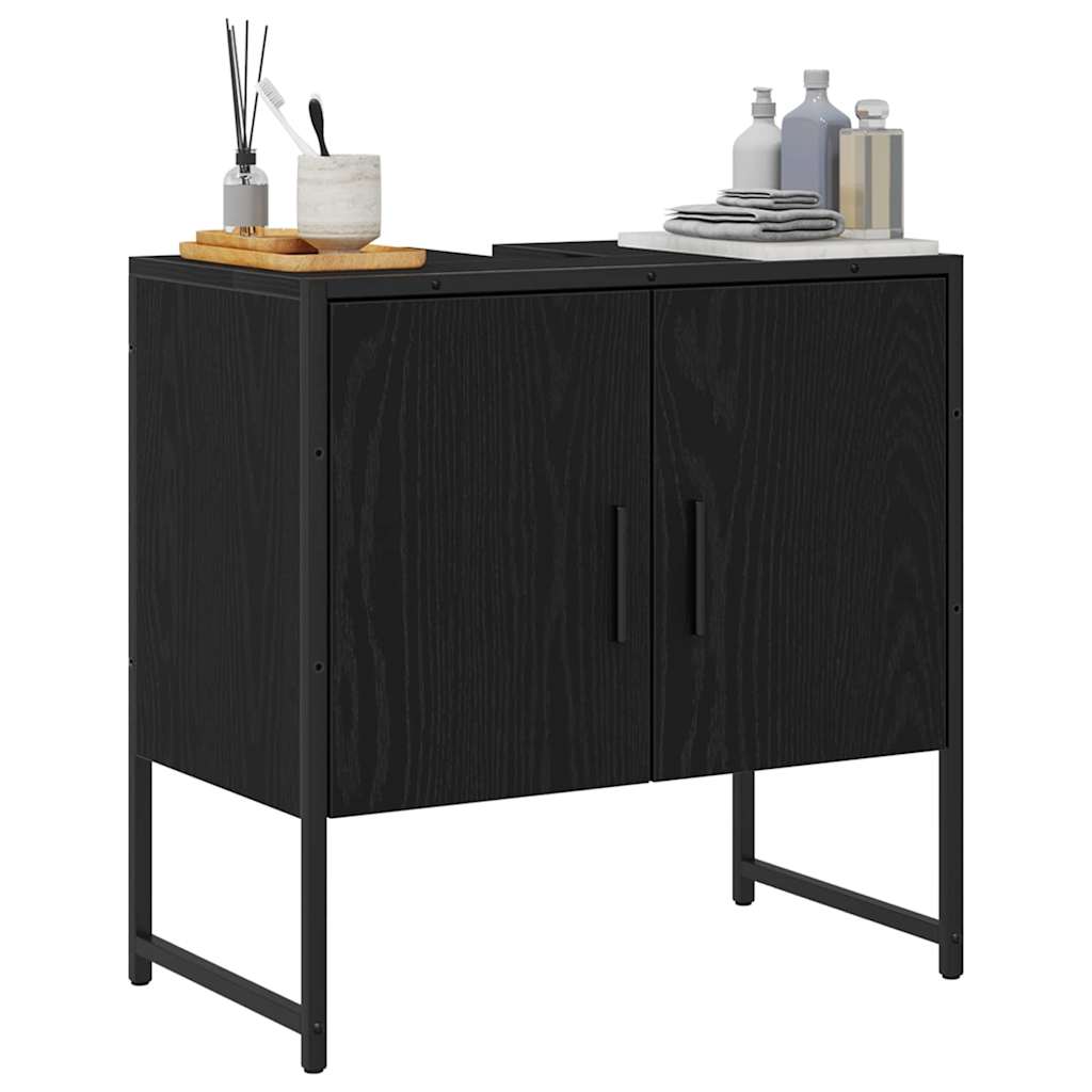 Waschbeckenschrank mit Tür Schwarz Eichen-Optik 60 x 30 x 60 cm