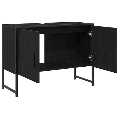 Waschbeckenschrank mit Tür Schwarz Eichen-Optik 80 x 30 x 60 cm