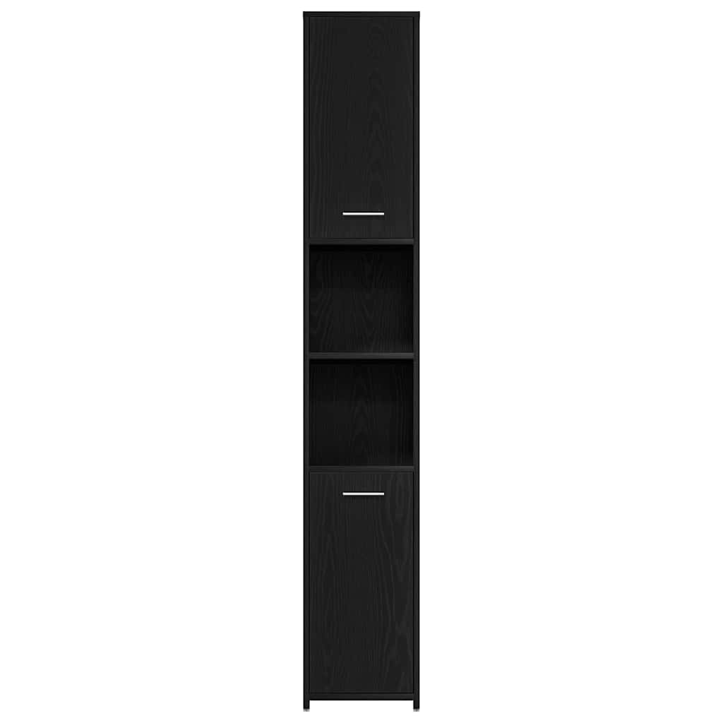vidaXL Badschrank Schwarz Eichen-Optik 30x30x183,5 cm Holzwerkstoff